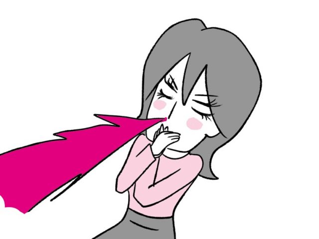 鼻血が飛び出た女性のイラスト